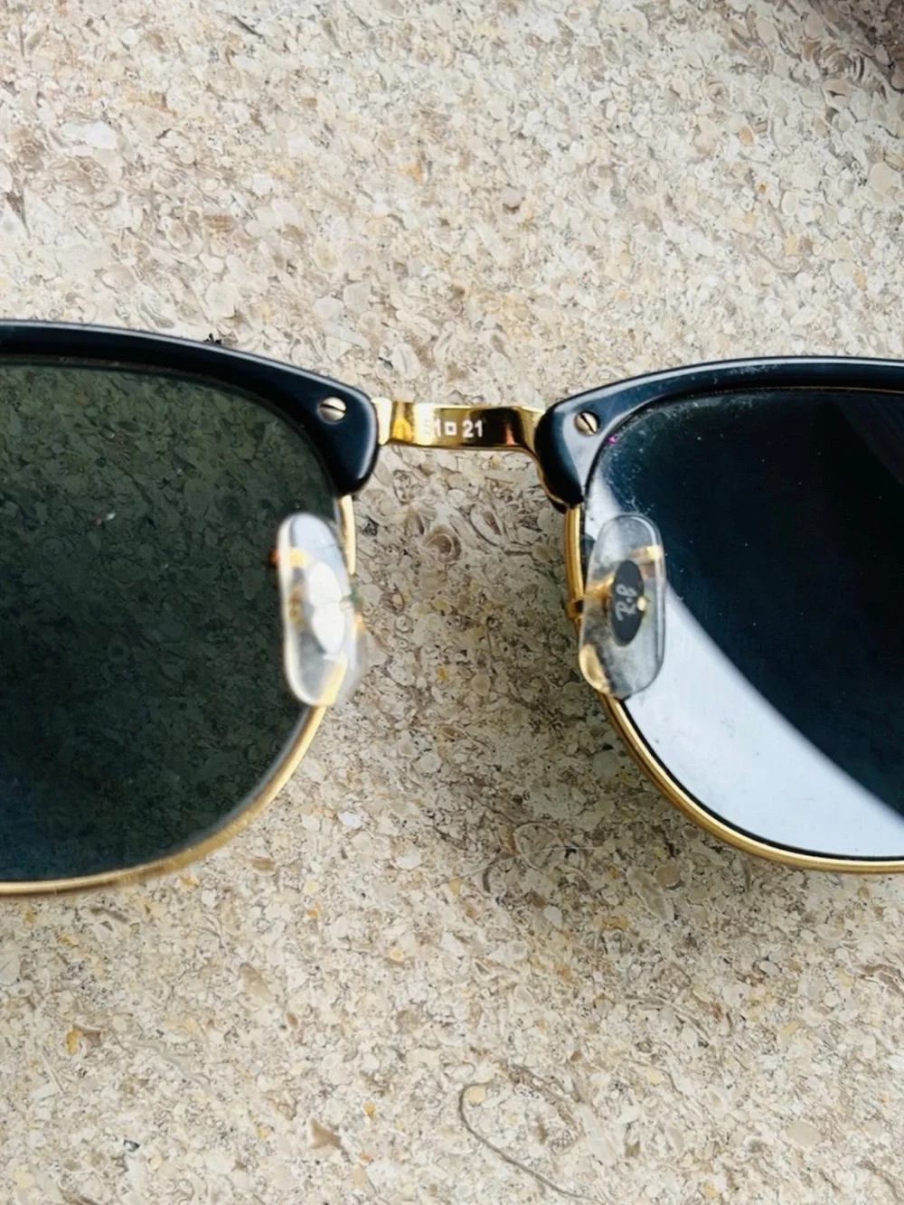Ray-Ban Black & Gold Clubmaster Sunglasses with Dark Green Lenses
